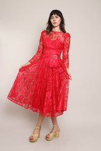 80s Lydia Red Lace Dress