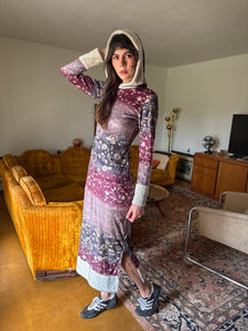 90s Hooded Velour Dress