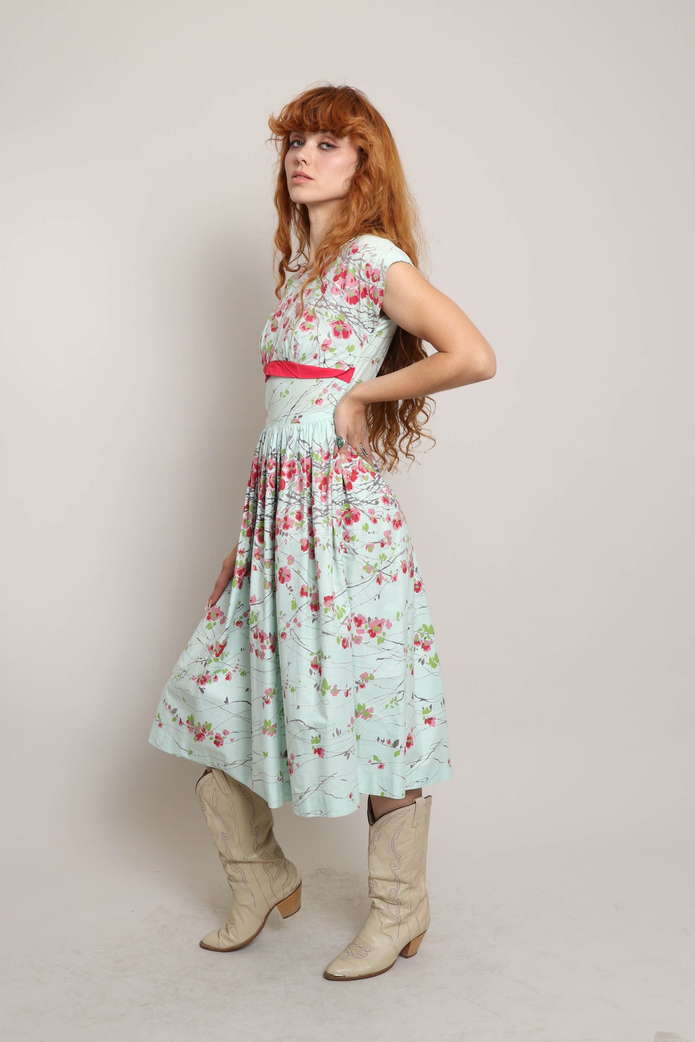 retro cotton dresses Retro Off-Shoulder Cotton Dress