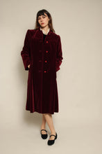 1980s Wine Red Velvet Coat With Matching Waist Tie