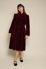 1980s Wine Red Velvet Coat With Matching Waist Tie