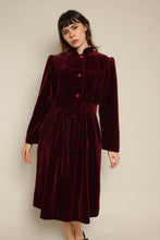 1980s Wine Red Velvet Coat With Matching Waist Tie
