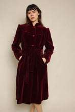 1980s Wine Red Velvet Coat With Matching Waist Tie