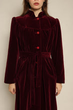 1980s Wine Red Velvet Coat With Matching Waist Tie