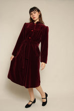 1980s Wine Red Velvet Coat With Matching Waist Tie
