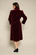 1980s Wine Red Velvet Coat With Matching Waist Tie