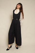1980s Black Pinafore Wide Leg Jumpsuit