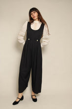 1980s Black Pinafore Wide Leg Jumpsuit