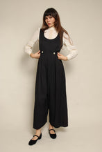 1980s Black Pinafore Wide Leg Jumpsuit