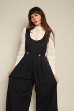 1980s Black Pinafore Wide Leg Jumpsuit