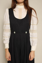 1980s Black Pinafore Wide Leg Jumpsuit