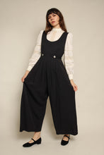 1980s Black Pinafore Wide Leg Jumpsuit