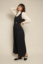 1980s Black Pinafore Wide Leg Jumpsuit