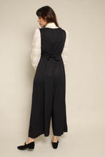 1980s Black Pinafore Wide Leg Jumpsuit
