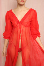 ❤️ 60s Red Babydoll Duster Nightgown