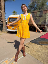 70s Yellow Cut-Out Mini Dress