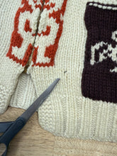 1960s Totem Pole Thick Wool Cowichan Sweater With Metal Zipper