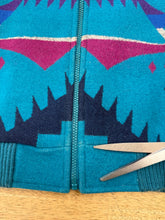 1990s Pendleton Turquoise Southwestern Wool Zip Up Jacket Made In The USA