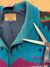 1990s Pendleton Turquoise Southwestern Wool Zip Up Jacket Made In The USA