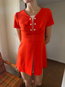 70s Tomato Mod Mini Dress