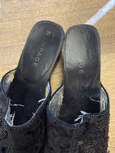 Y2K Rampage Black Velvet Beaded Slip On Platform Clogs