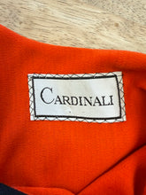 1960s Cardinali Black Wool Shawl With Red Orange Lining