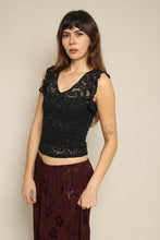 Y2K Black Sheer Floral Lace Shirt With Flutter Sleeves