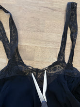 1940s Black Sheer Chiffon & Lace Bias Cut Nightgown