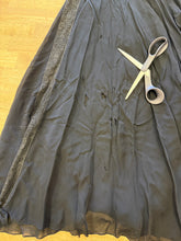 1940s Black Sheer Chiffon & Lace Bias Cut Nightgown