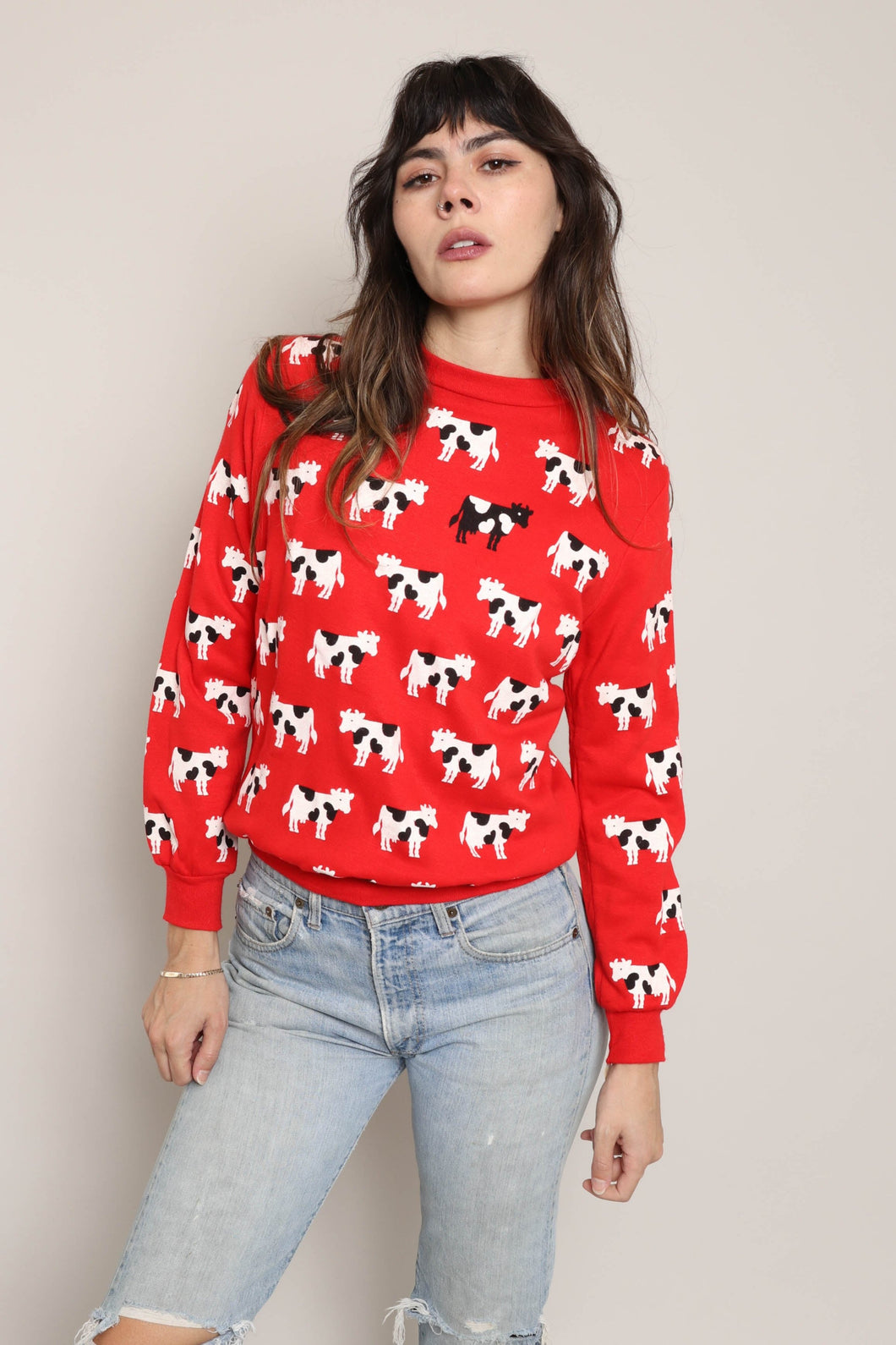 80s Black Cow Sweatshirt