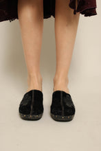 Y2K Rampage Black Velvet Beaded Slip On Platform Clogs