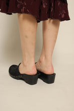 Y2K Rampage Black Velvet Beaded Slip On Platform Clogs