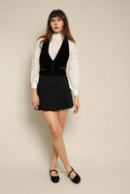 1980s Black Velvet Vest With Open Back