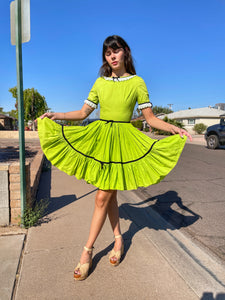 60s Eyelet Lace Green Dress