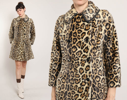 60s Leopard Faux Fur Coat