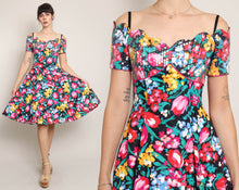 80s Scalloped Floral Party Dress