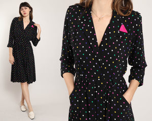 80s Rainbow Polka Dot Dress