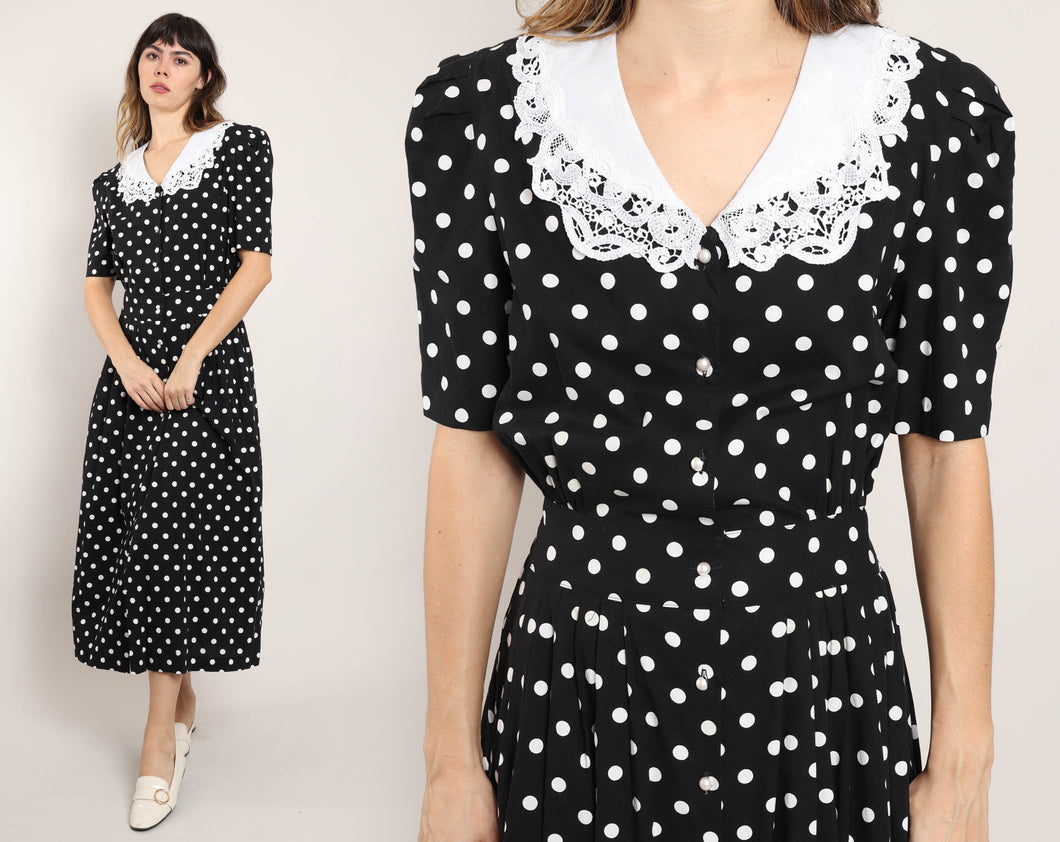 80s Lace Collar Dress