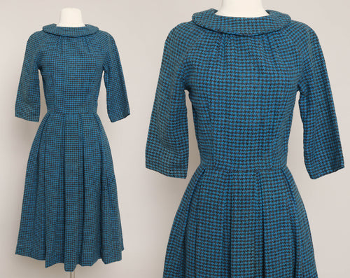 50s Houndstooth Knit Dress