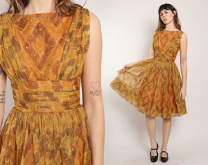 50s Rhinestone Chiffon Dress