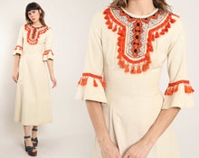 70s Orange Tassel Dress