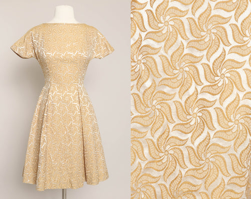 50s Pinhweel Brocade Dress