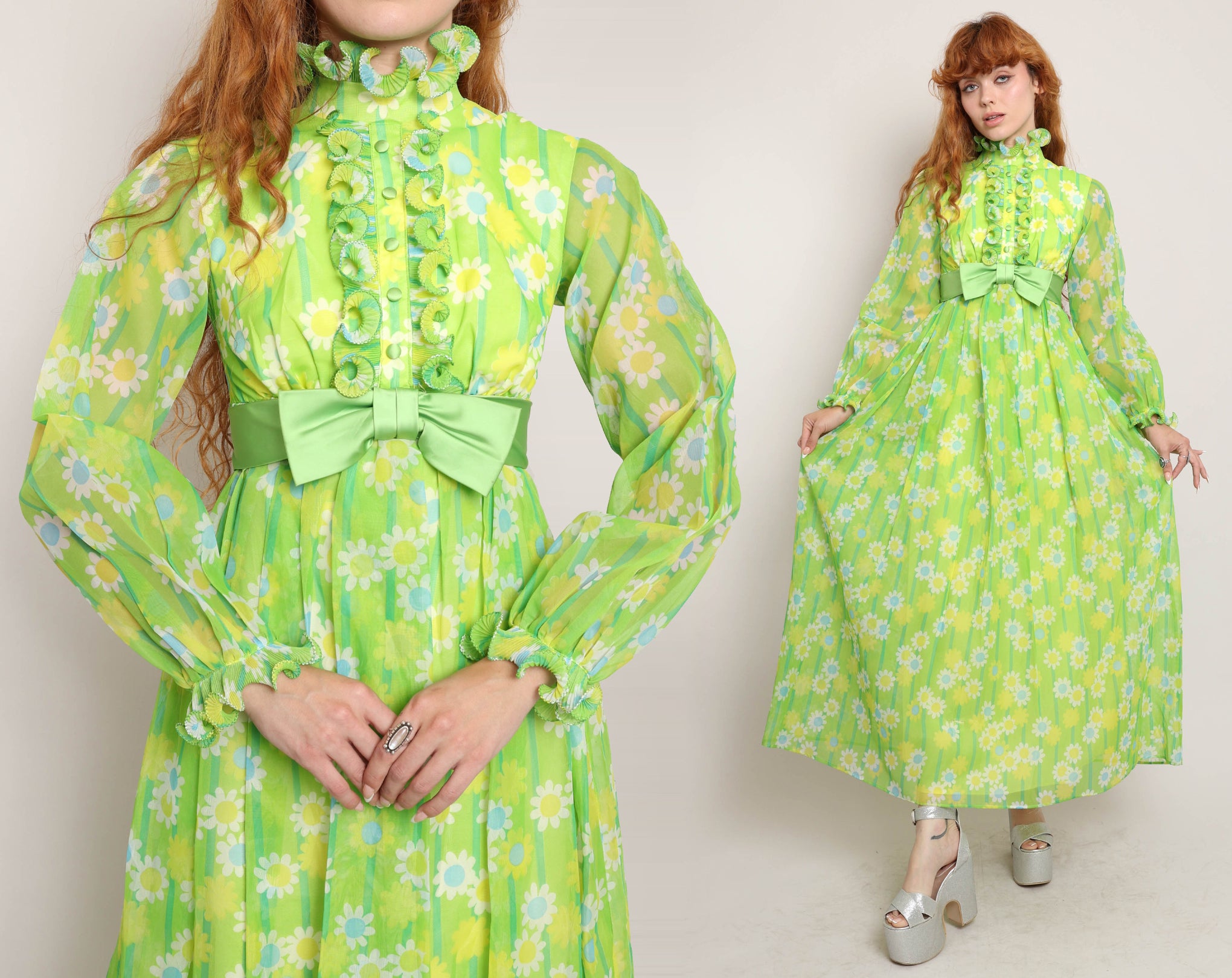 70s Floral Chiffon Dress – Luxie Vintage