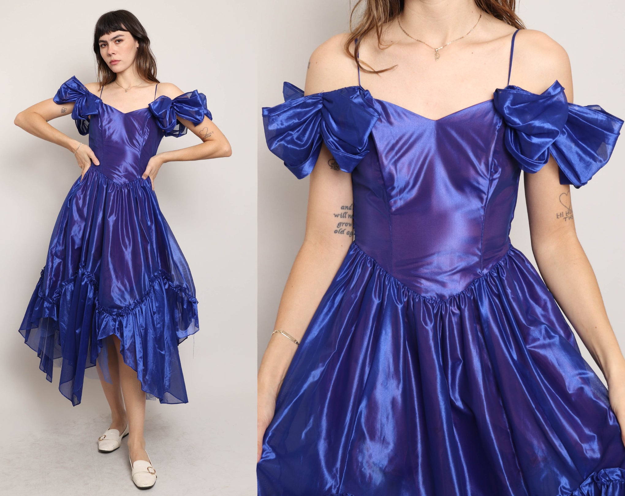 80s Indigo Organza Dress Luxie Vintage