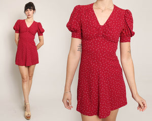 70s Maroon Babydoll Mini Dress