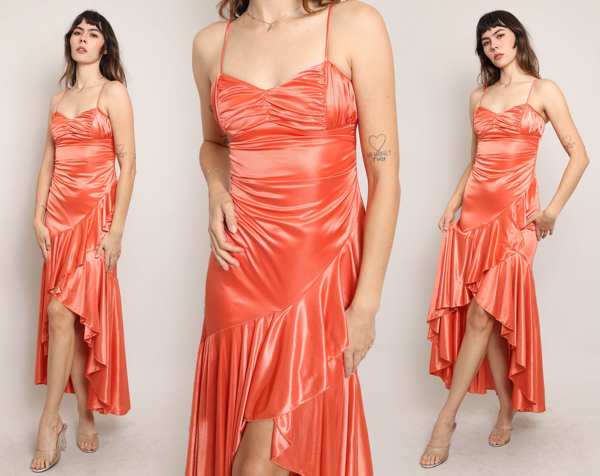 00s Orange Glitter Dress – Luxie Vintage
