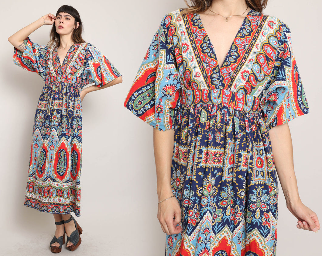 70s Paisley Cotton Dress