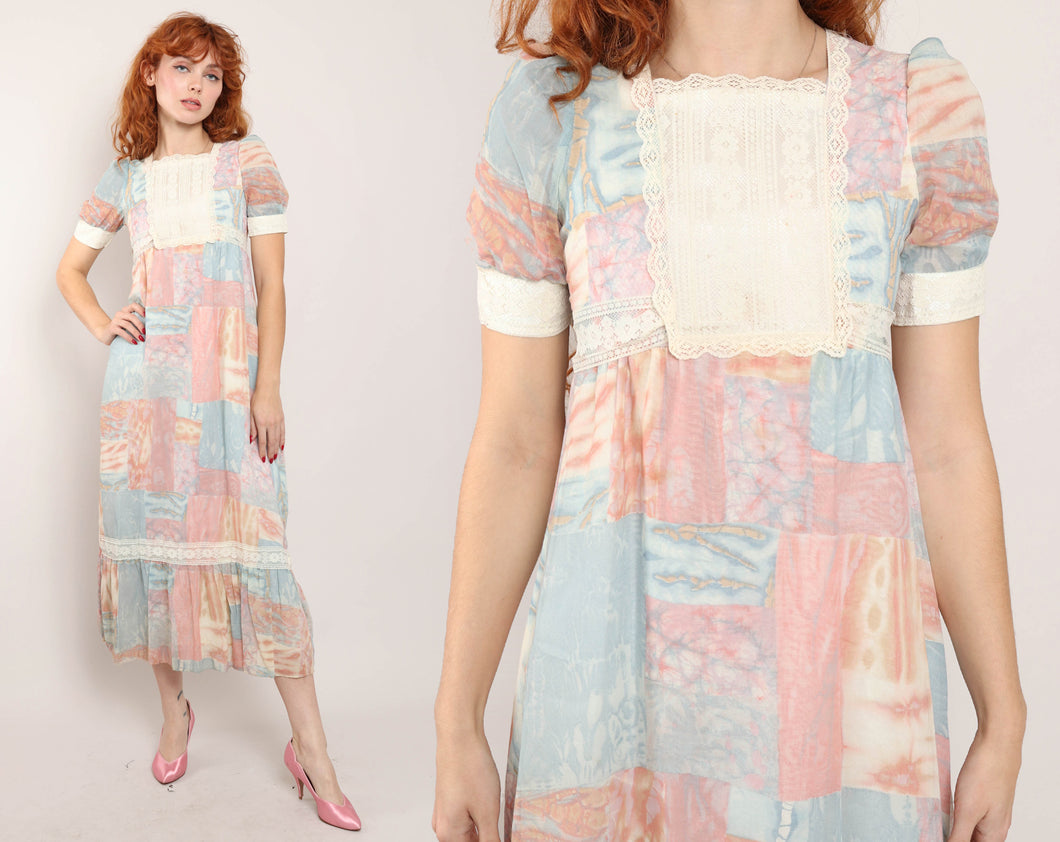 70s Marbled Prairie Dress