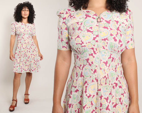 40s Heart Print House Dress