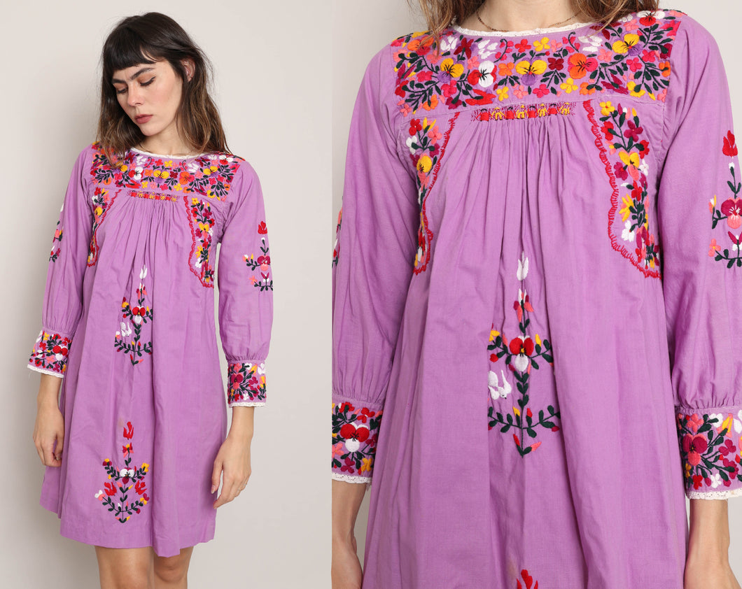 70s Purple Oaxacan Dress